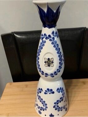 Blue and White Floral Ceramic Clase Azul Bottle